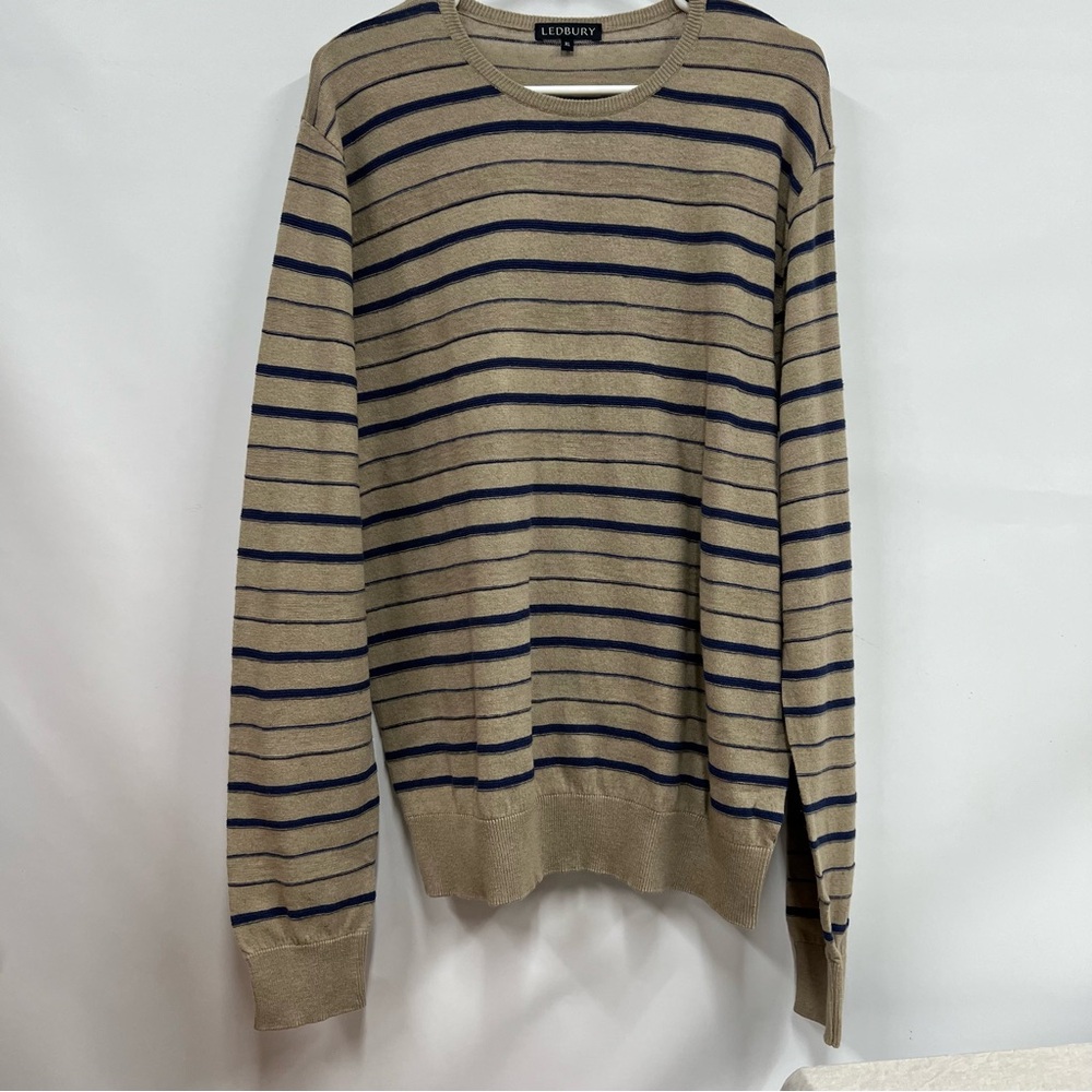 Ledbury XL Cotton Linen Mens striped long sleeve sweater nwot